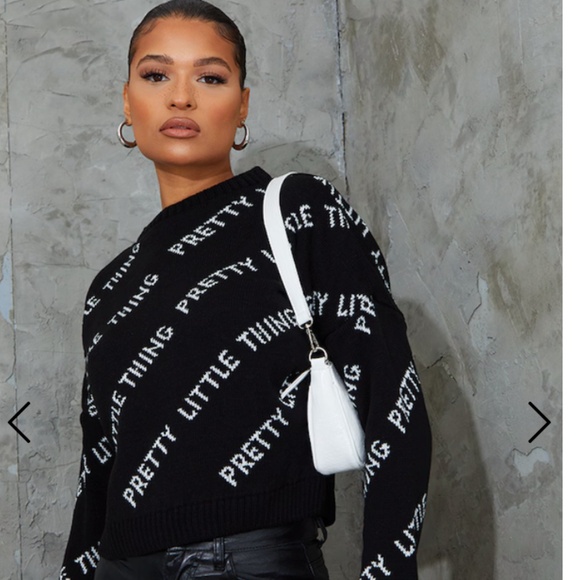 PRETTY LITTLE THING: Black Knitted Sweater - Picture 2 of 9